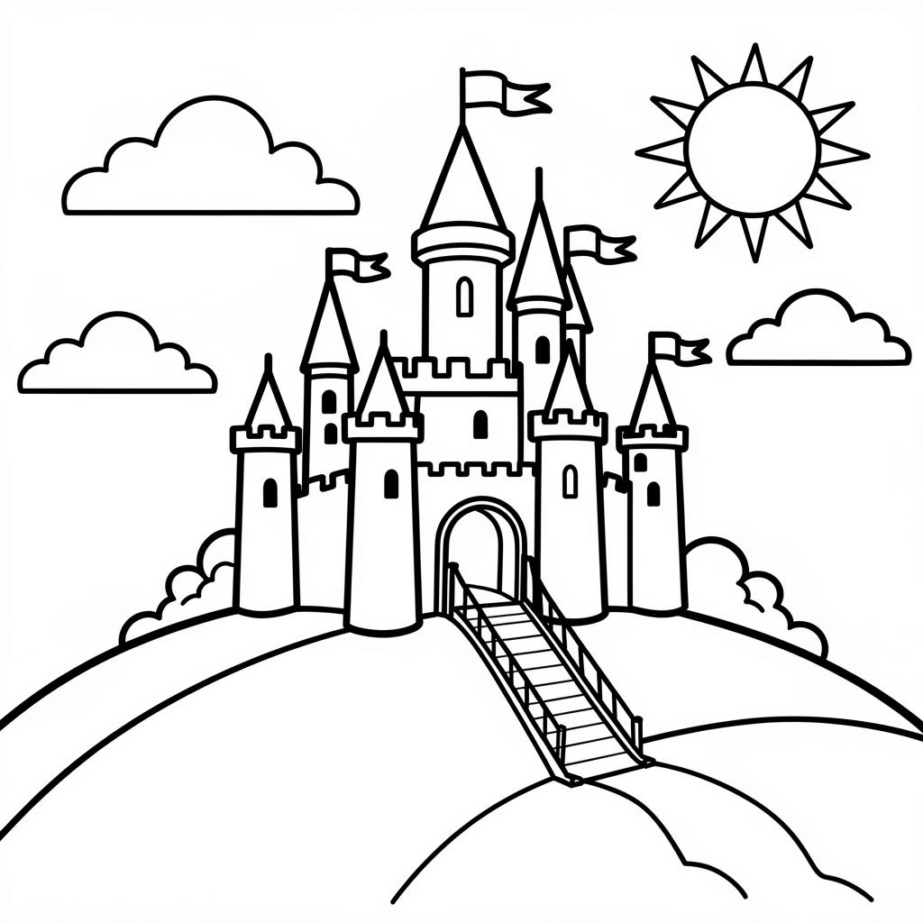Castle Scene coloring page