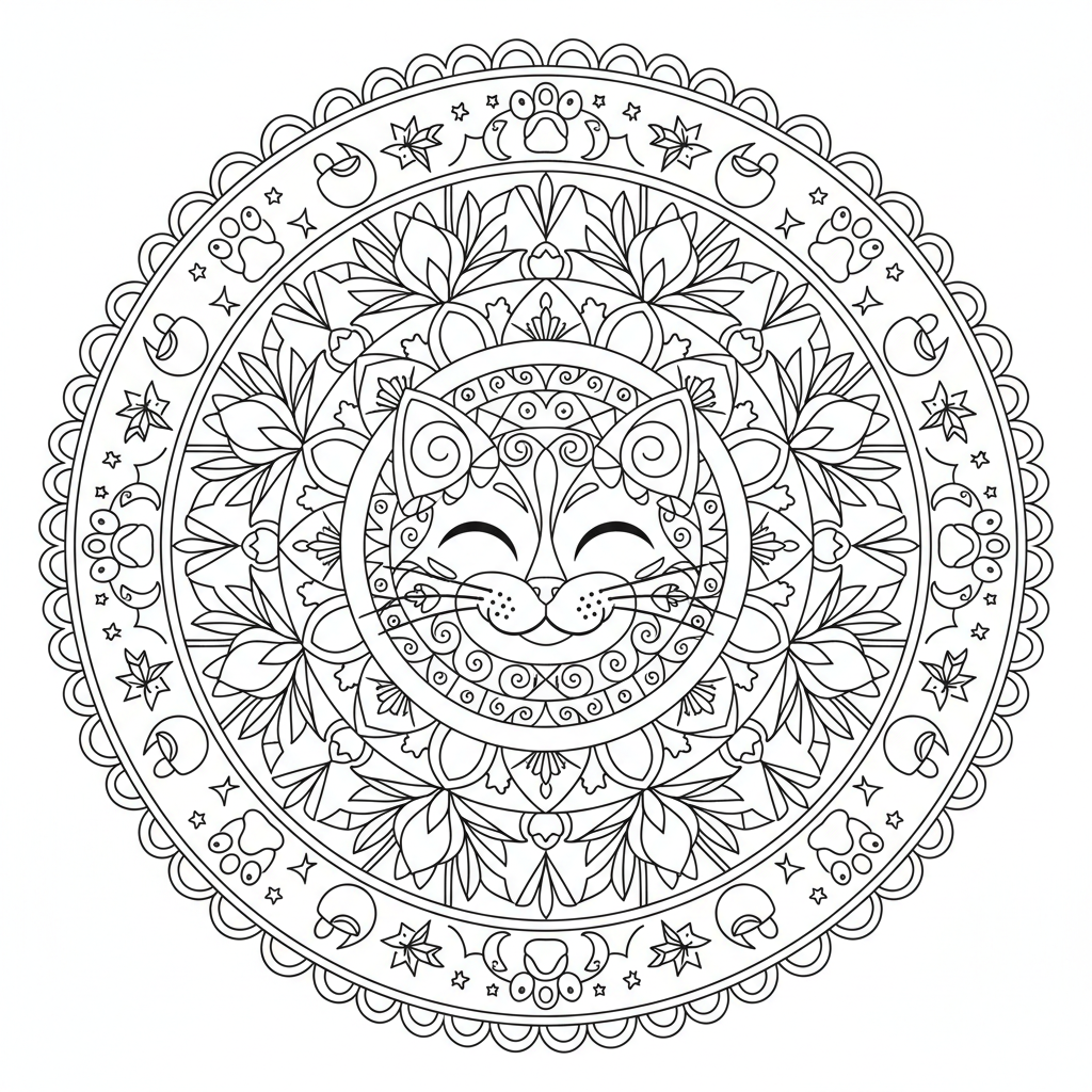 Cat Mandala coloring page