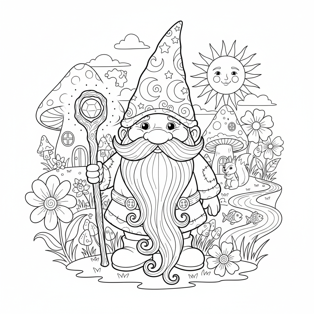 Cozy Gnome coloring page