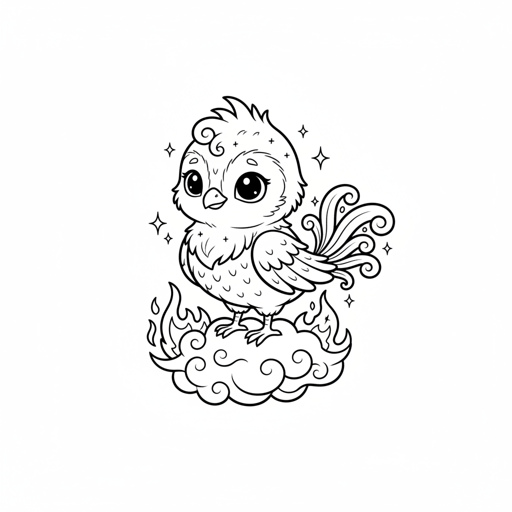 Cute Phoenix coloring page