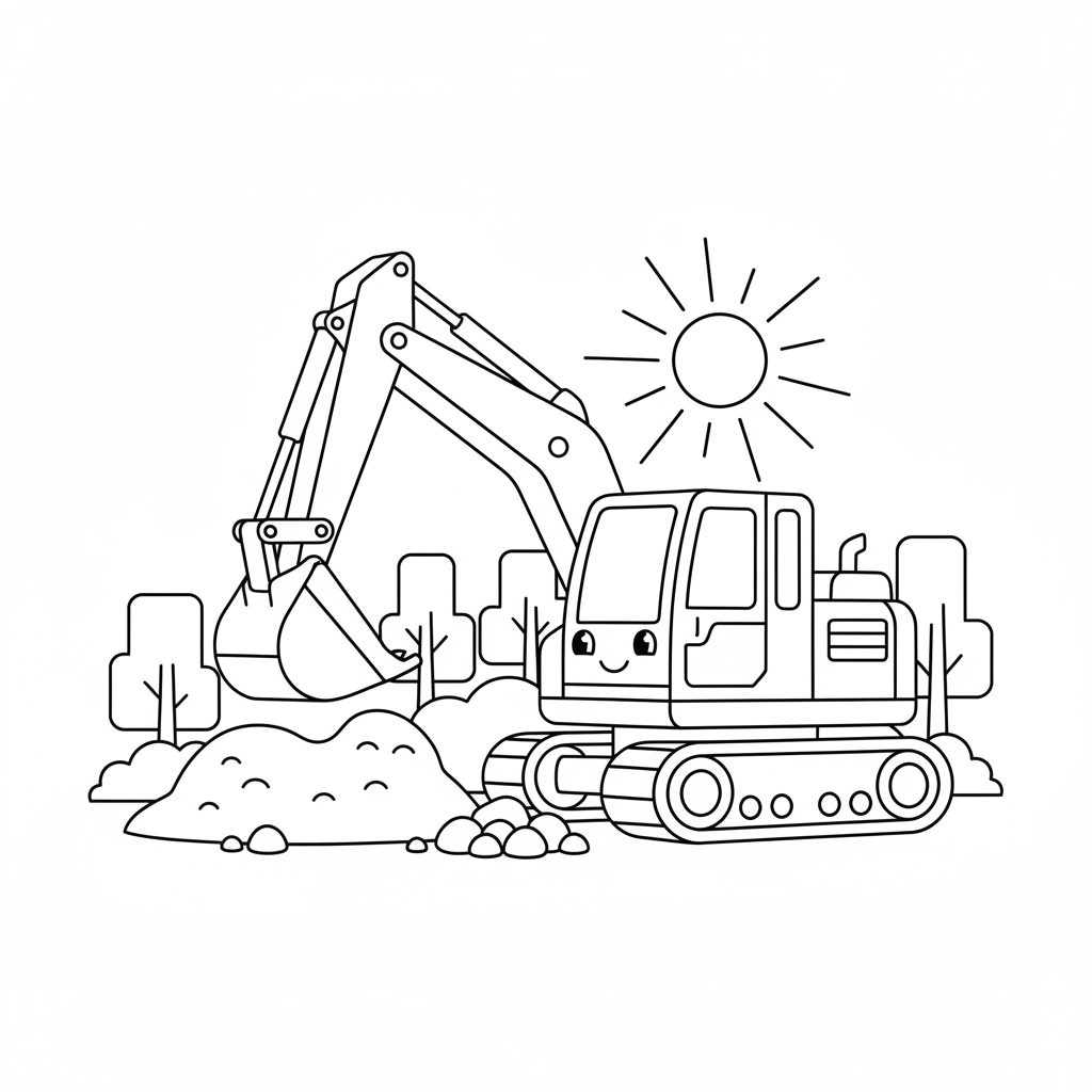Excavator Dig coloring page