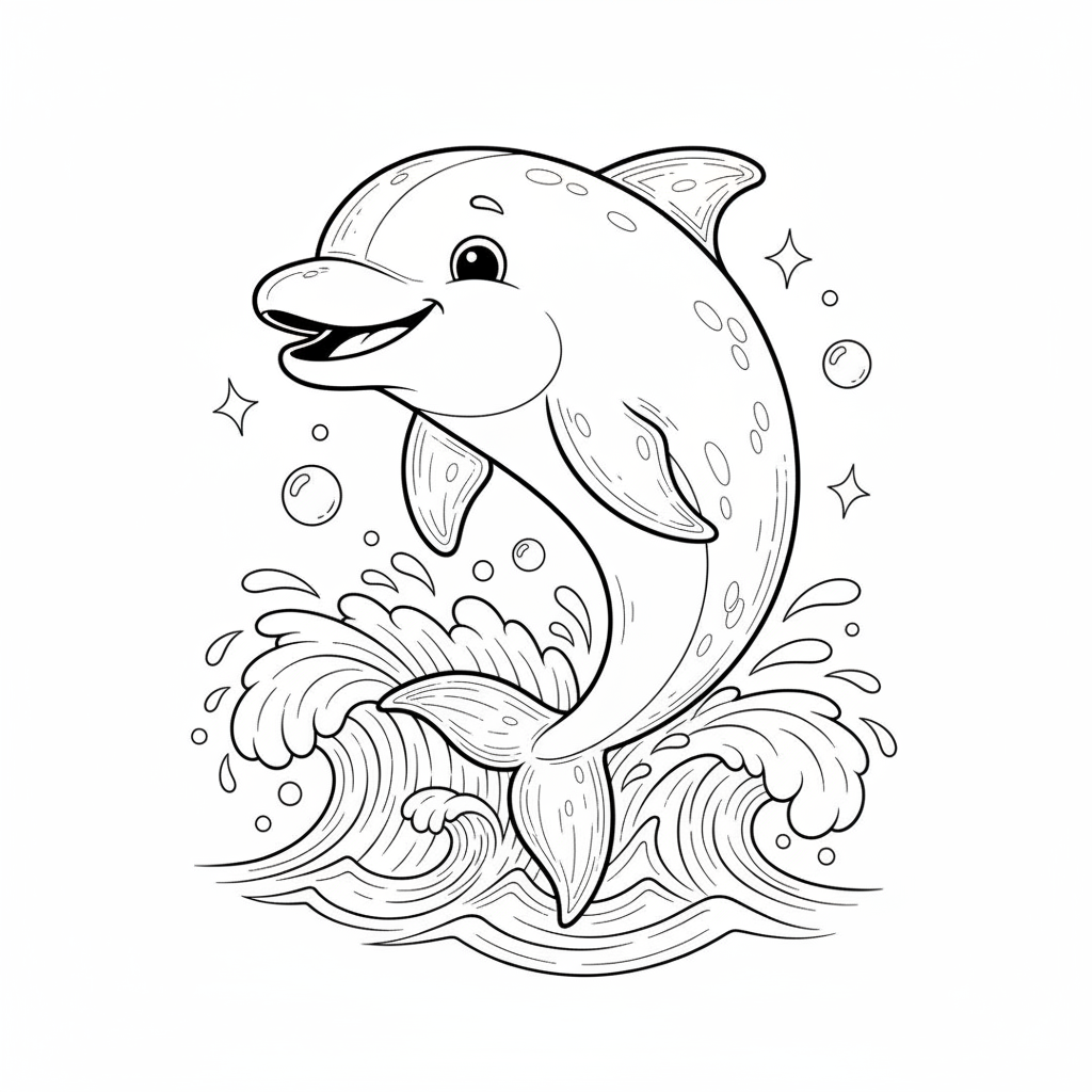 Friendly Dolphin coloring page
