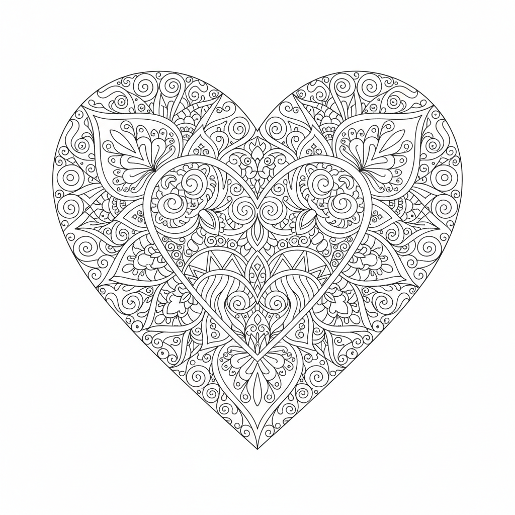 Heart Mandala coloring page