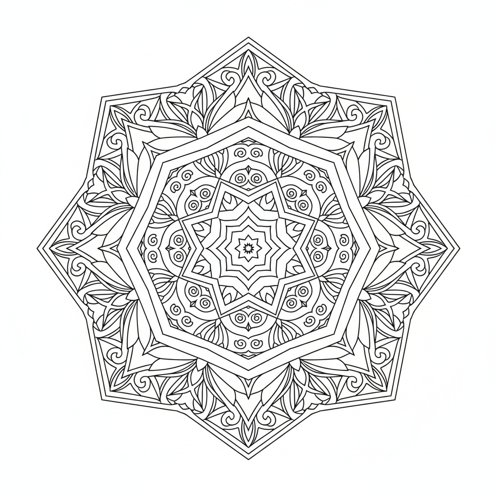 Hexagon Mandala coloring page