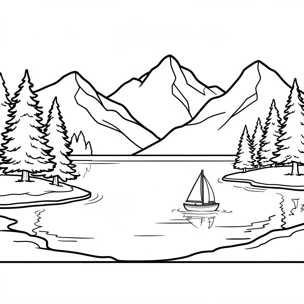 Mountain Lake coloring page