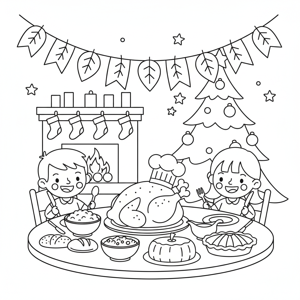 Turkey Dinner coloring page