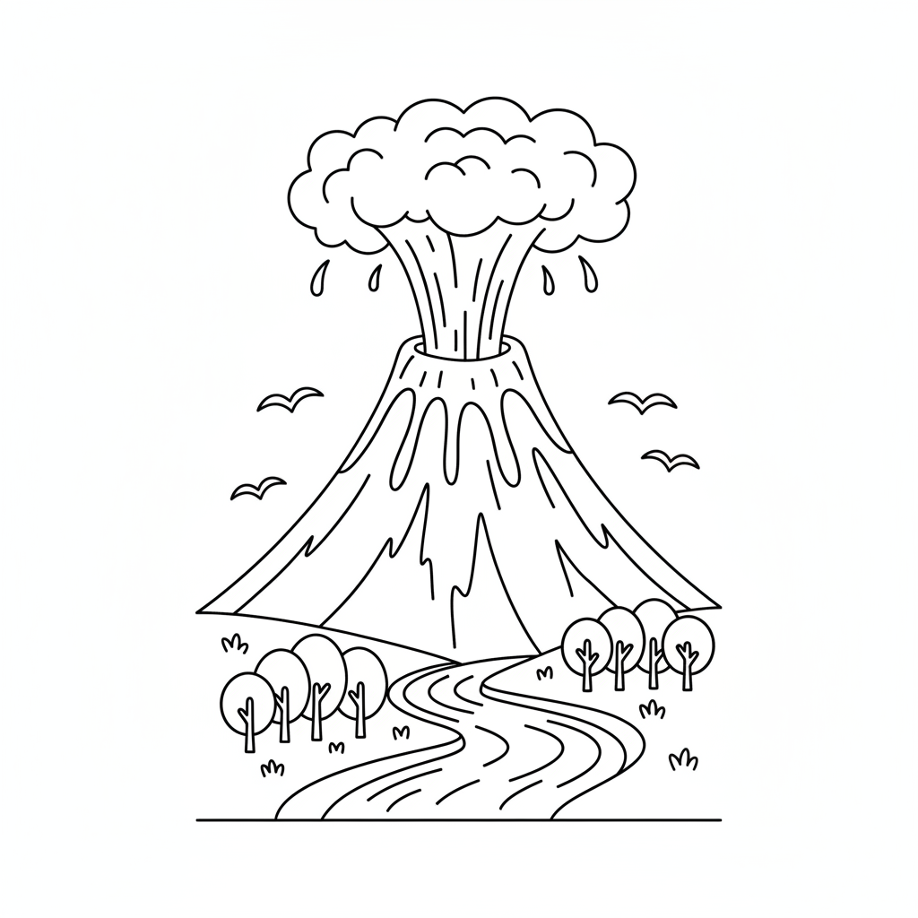 Volcano Erupt coloring page
