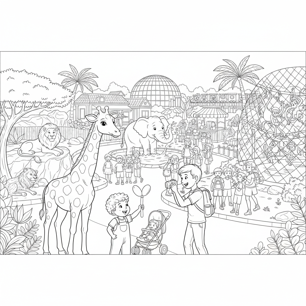 Zoo Visit coloring page